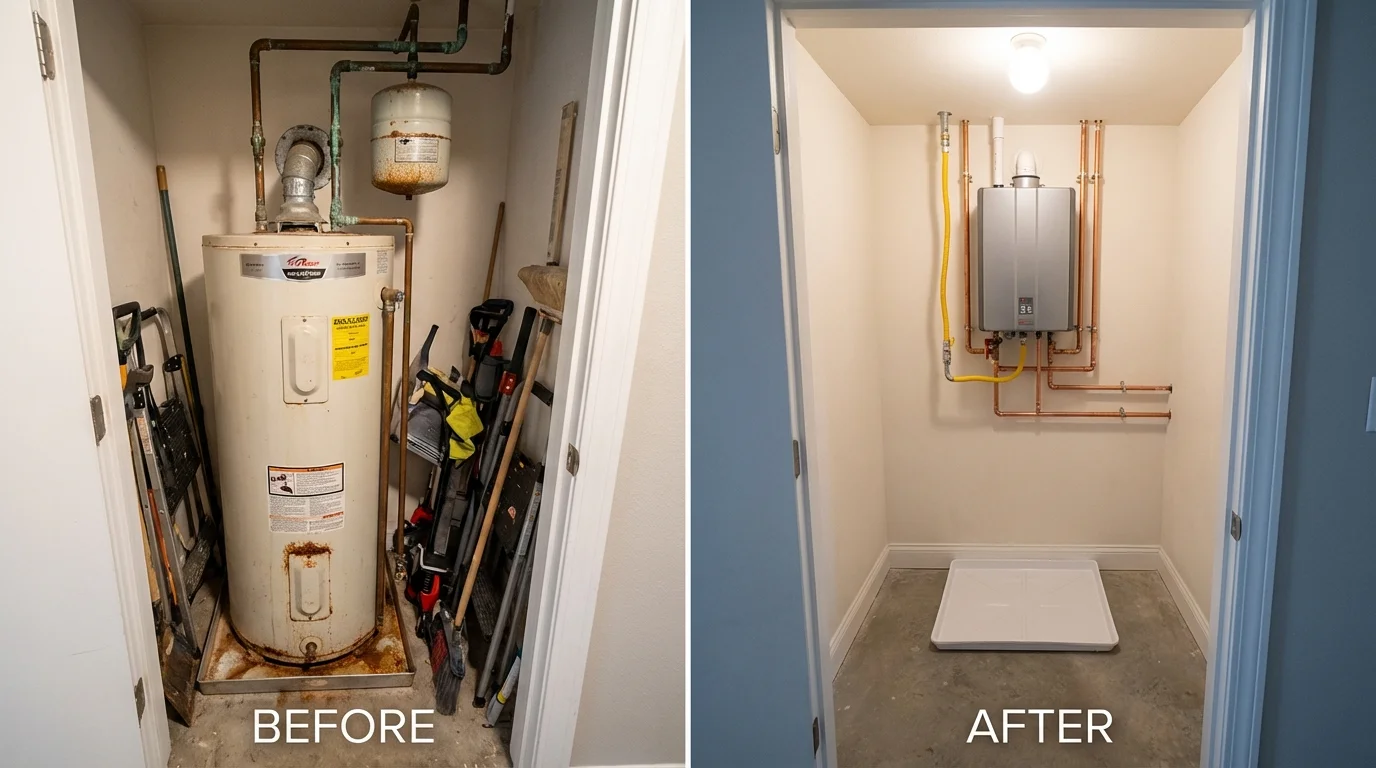 Tank water heater versus wall-mounted tankless unit comparison for Lake Forest, IL homeowners